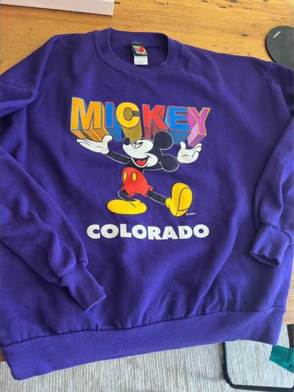 Vintage Disney Mickey Mouse Colorado Purple Crewneck Sweatshirt XL